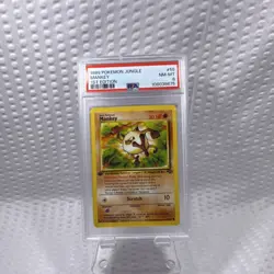 Pokemon Mankey 1999 Jungle 55/64 1st Edition PSA 8 Regular Common TCG Card - Image 1