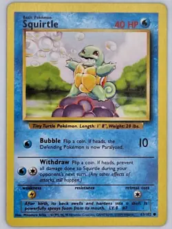 Squirtle - 63/102 - Base Set - Pokemon Card - LP - Image 1