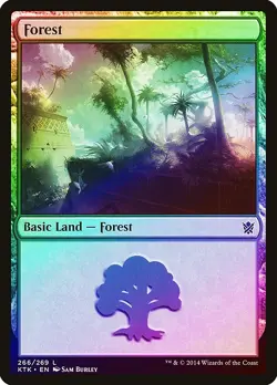 Forest (266) FOIL Khans of Tarkir NM Basic Land MAGIC GATHERING CARD ABUGames - Image 1