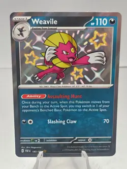Pokemon TCG Weavile Scarlet & Violet Paldean Fates 183/091 Shiny Holo Rare - #6 - Image 1