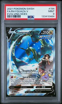 2021 POKEMON SWORD & SHIELD EVOLVING SKIES #194 FULL ART/RAYQUAZA V PSA 9 - Image 1