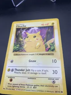 Pikachu Red Cheeks Base Set Shadowless Card 058/102 Regular MP - Image 3