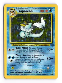 1999 Pokemon Jungle set Vaporeon Holo trading card - Image 1