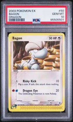 Bagon 50/97 PSA 10 GEM MINT EX Dragon 2003 Vintage Pokemon E Reader - Image 1