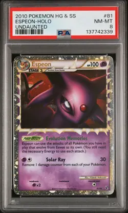 2010 POKEMON HEARTGOLD & SOULSILVER UNDAUNTED #81 ESPEON-HOLO PSA 8 - Image 1