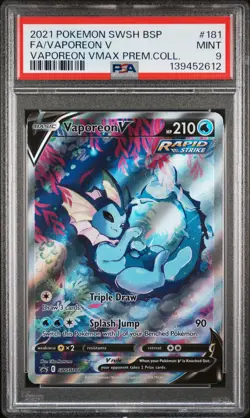 2021 POKEMON SWSH BLACK STAR PROMO #181 FULL ART/VAPOREON V PSA 9 - Image 1