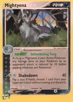 MIGHTYENA 10/109 EX RUBY SAPPHIRE REVERSE HOLO POKEMON TCG 2003 NM - Image 1