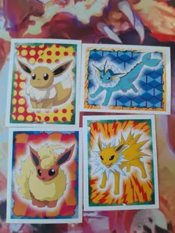 Eevee, Flareon, Vaporeon, Jolteon #133-136 1999 Merlin Pokemon Stickers LP-NM - Image 1