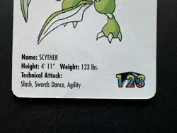 1998 Pokemon Scyther #123 KFC Promo Mini RARE! - Image 3