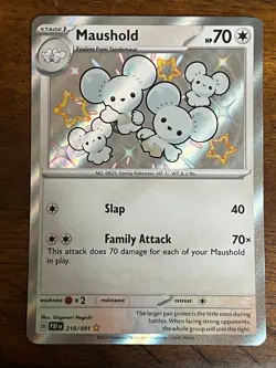 Pokemon! Maushold 'Baby' Shiny - Paldean Fates 210/091, Pack Fresh, Near Mint - Image 1
