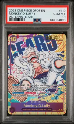 2023 ONE PIECE OP05 119 MONKEY D LUFFY GEAR 5 NIKA SEC ALT ART ENGLISH PSA 10 - Image 1