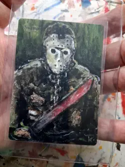 Altered Mtg Hand Painted Swamp One Of A Kind Jason Friday The 13th Horror - Image 2