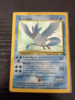 Pokemon TCG Articuno Card 2/62 Holo Unlimited Rare Fossil HP-MP - Image 1