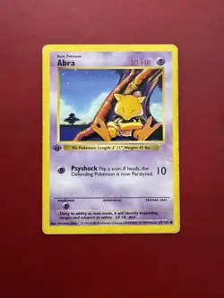 Abra 43/102 Shadowless 1st Edition Base Set Pokemon Card HP - Image 1