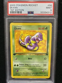 2000 Pokemon Team Rocket 1st Edition Ekans 56/82 PSA 9 Mint - Image 1