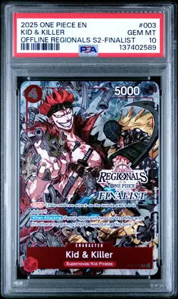 2025 ONE PIECE OFFLINE REGIONALS FINALIST #003 KID & KILLER PROMO PSA 10 - Image 1
