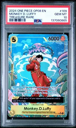 2024 ONE PIECE OP08 #109 TWO LEGENDS MONKEY D LUFFY TREASURE RARE PSA 10 GEM MNT - Image 1