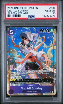 2023 ONE PIECE OP04 #064 MS. ALL SUNDAY KINGDOMS OF INTRIGUE ALT ART PSA 10 - Image 1