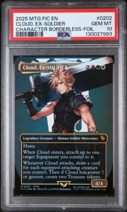 MTG PSA 10 Final Fantasy Cloud Ex-SOLDIER FOIL Borderless Card #202 - Image 1