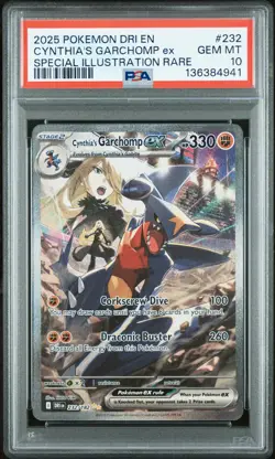 PSA 10 Cynthia's Garchomp ex #232 Pokemon Destined Rivals English 2025 - Image 1