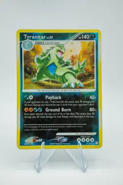 Pokemon Tyranitar 17/123 Mysterious Treasures Reverse Holo LP WOTC Era - Image 1