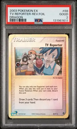 2003 POKEMON EX DRAGON #88 TV REPORTER-REVERSE FOIL PSA 2 - Image 1