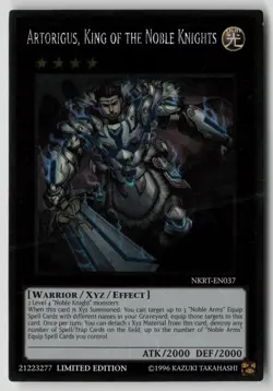 Yugioh Artorigus, King of the Noble Knights NKRT-EN037 Ltd Ed Platinum Rare NM - Image 1