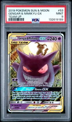 Pokemon TCG Gengar & Mimikyu GX 53/181 Sun & Moon Team Up 2019 PSA 9 - Image 3