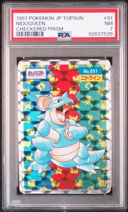 1997 POKEMON JPN TOPSUN CHECKERED PRISM #31 NIDOQUEEN PSA 7 - Image 1
