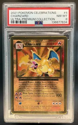 2021 Pokemon Celebrations Charizard #4 Ultra Premium Collection Metal PSA 8 - Image 1