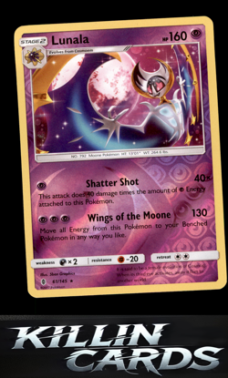 Reverse Holofoil Lunala 61/145 Pokemon Rare SM - Guardians Rising Card NM - Image 1