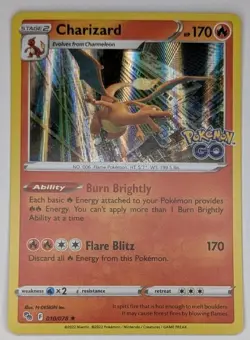 Charizard 10/78 Pokemon TCG Sword & Shield Pokemon GO Holo Rare NM - Image 1
