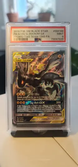 Pokemon | SM Black Star Promo Pikachu & Zekrom GX SM168 Tag Team | PSA 9 MINT EN - Image 1