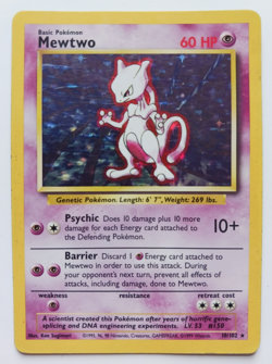 Mewtwo Pokemon Card Holo WOTC 10/102 Base Set Rare Vintage 1999 Original MP - Image 1