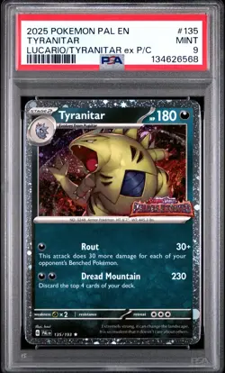 2025 POKEMON PALDEA EVOLVED STAMPED 135 TYRANITAR PREMIUM COLLECTION PSA 9 MINT - Image 1