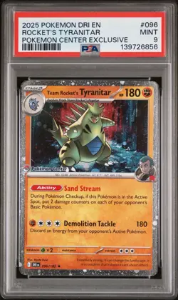 Rocket's Tyranitar #096 2025 Pokemon PSA 9 Pokemon Center Exclusive - Image 1
