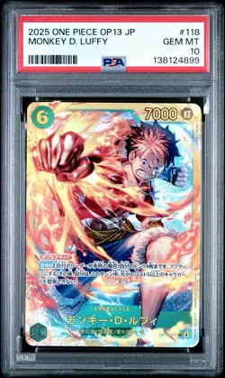2025 ONE PIECE JAPANESE OP13-CARRYING ON HIS WILL #118 MONKEY D. LUFFY PSA 10 - Image 1
