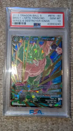 PSA 10 Broly SEC Rare BT6-60 Dragon Ball Super 2019 Foil Gem Mint Destroyer Card - Image 1