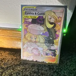 Pokemon Cynthia & Caitlin TAG TEAM Trainer Full Art Holo Card - Image 1