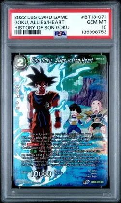 2022 DBS CARD GAME HISTORY OF SON GOKU BT13-071 GOKU, ALLIES IN THE HEART PSA 10 - Image 4