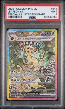 2025 POKEMON PRE EN-PRISMATIC EVOLUTIONS #144 LEAFEON EX PSA 9 - Image 1