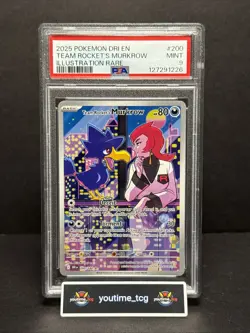 2025 Pokemon Dri En-Destined Rivals IR Team Rocket's Murkrow #200 PSA 9 - Image 1