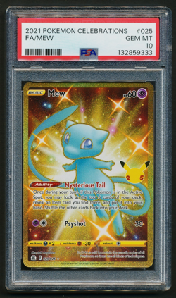 Mew 025/025 Full Art Gold Holo Pokemon 2021 Celebrations PSA 10 GEM - Image 1