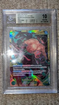 BGS 10 Zoro Sec Rare OP06-118 - One Piece 2024 Foil Pristine Card Beckett Holo - Image 1