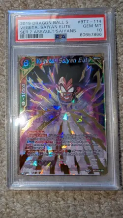 PSA 10 Vegeta BT7-114 Secret Rare - Dragon Ball Super 2019 Card Gem Mint Saiyans - Image 1