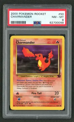 2000 POKEMON ROCKET 50 CHARMANDER PSA NEAR MINT-MINT 8 - Image 1