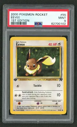2000 POKEMON ROCKET 55 EEVEE 1ST EDITION PSA MINT 9 - Image 1