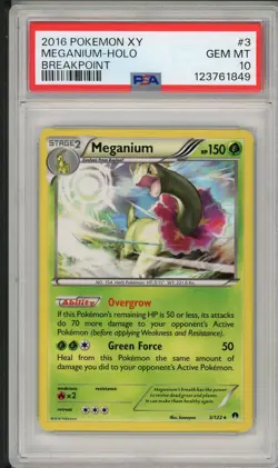 2016 Pokemon XY Breakpoint Meganium Holo #3 PSA 10 - Image 1