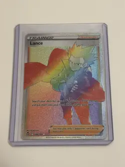 Lance 206/195 Ultra Rare Rainbow Full Art Trainer Silver Tempest NM Pokemon TCG - Image 1