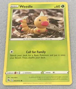 Weedle 002/073 NM Champion's Path English Pokemon Card TCG Great - Image 1